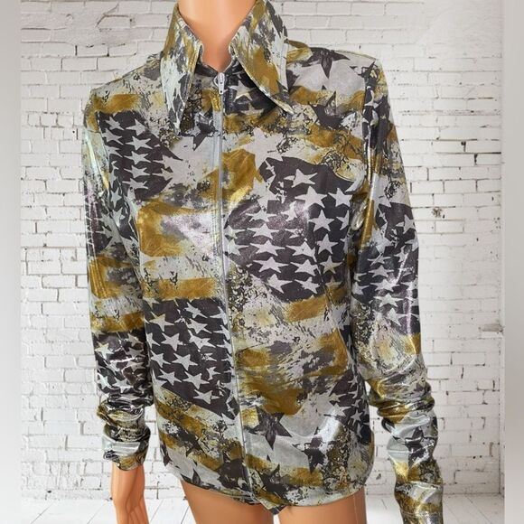 Vntg. HOBBY HORSE Spangle Show Blouse L - Picture 1 of 7